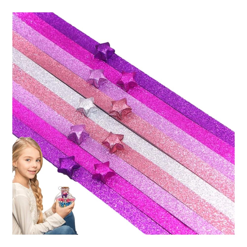 Origami-Papier Glitzerstreifen | 520 funkelnde Blätter zum Basteln DIY-Falten & Kunsthandwerk | Leuchtende Farbverläufe für kreative Sterne & mehr