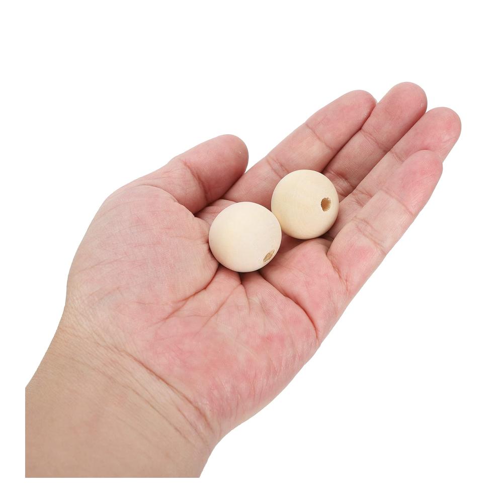 Perlenweben-Zubehör 100 Stück 25 mm Holzperlen – Runde Dekoration für Schmuckherstellung und DIY Crafting – Ideales Set für kreative Projekte