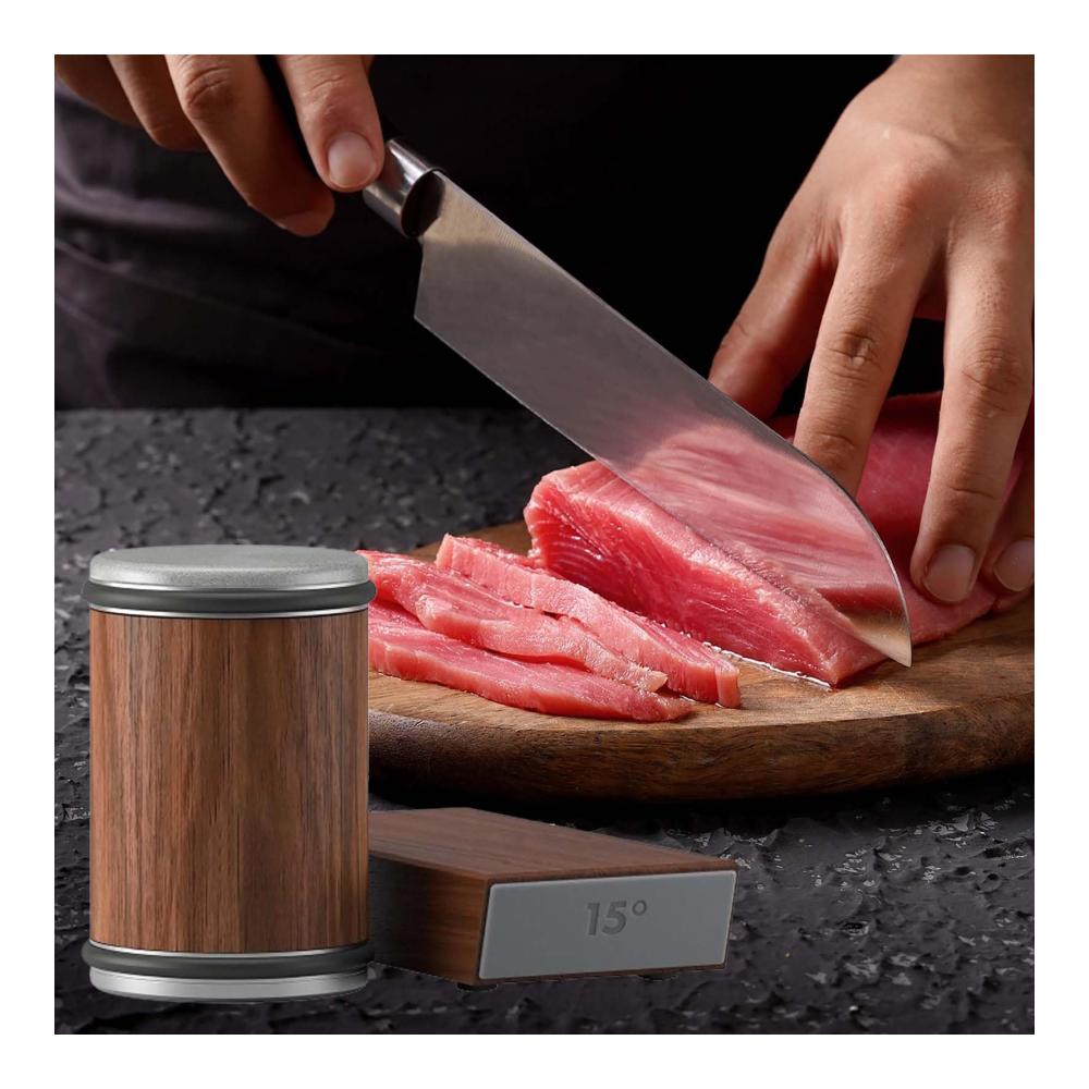 Manuelle Messerschärfer Rollschleifer 2024 | Multifunktions-Messerschleifer für 15–20 Grad | Küchenmesser & Kochmesser-Set | Professioneller Knife Sharpener | Braun