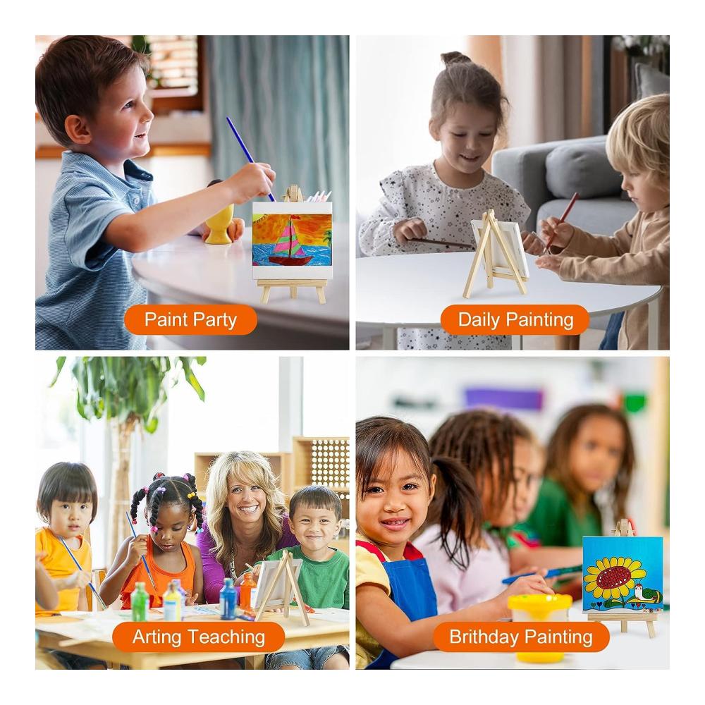 15 Mini Leinwände mit Staffelei Set - Perfekte Tischdekoration für Hochzeiten Malerei-Hobbys & DIY-Kunstprojekte - Ideal für Kinder und Erwachsene