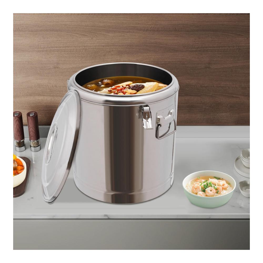 Premium Edelstahl Thermos-Lebensmittelbehälter - 40L Isolierter Wärmer für unterwegs Buffets & Cafés - Ideal für heiße Schokolade Milchtee & mehr - Hält Speisen heiß oder kalt - Silber