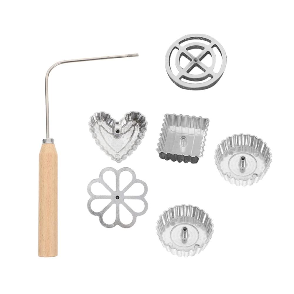 Entdecken Sie 1 Set Rosenküchleform mit Holzgriff - Traditionelle Teigform für köstliche Rosettenwaffeln und Kekse - Perfekte Ausstechformen für Ihre Waffelbäckerei