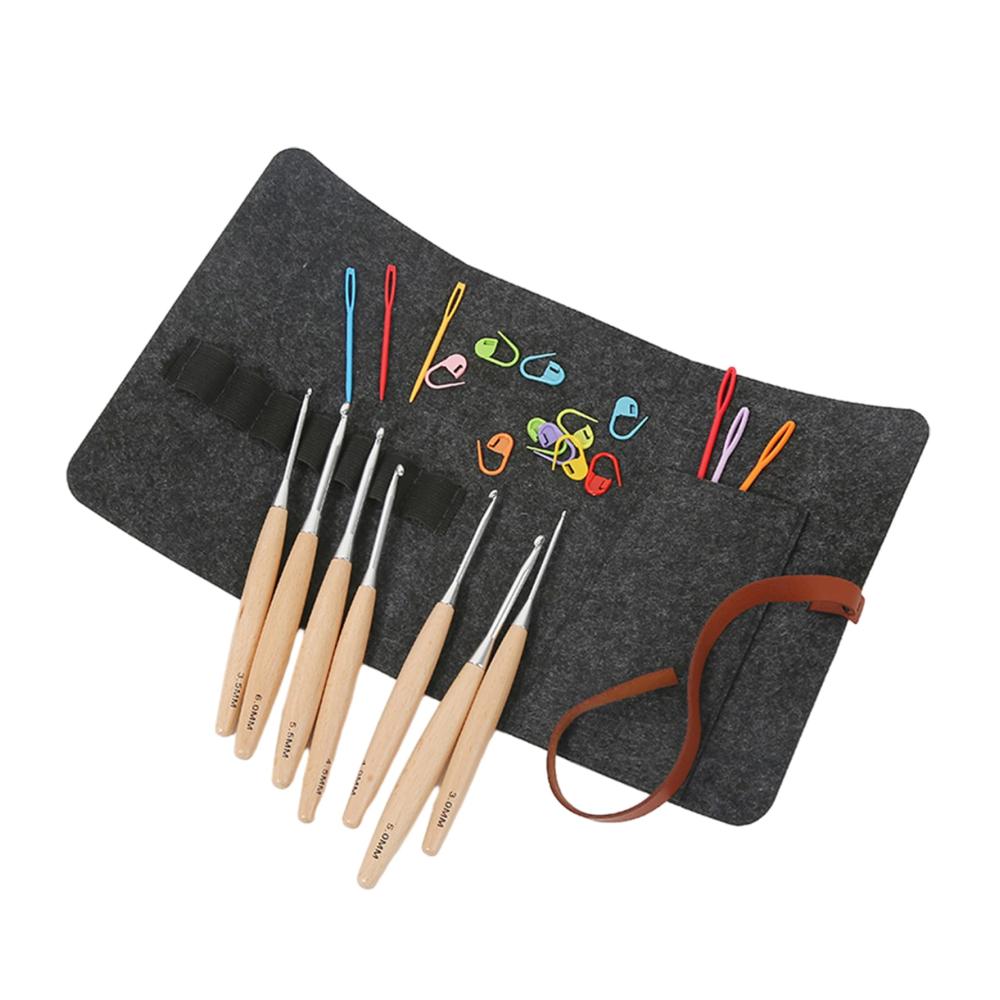 Ergonomisches Häkelnadel-Set aus Buchenholz inklusive Tasche – Ideales Strickset für Anfänger und Erwachsene – Hochwertige Häkelnadeln (13 mm bis 15 mm) mit ergonomischem Griff von Tesay