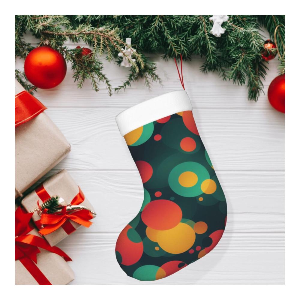 Festlicher Nikolausstiefel & Weihnachtsstrümpfe Abstrakte Muster Kamin & Baum Dekor Plüsch Manschetten - 1 Packung 45 cm - Hängende Socken für die perfekte Weihnachtsstimmung