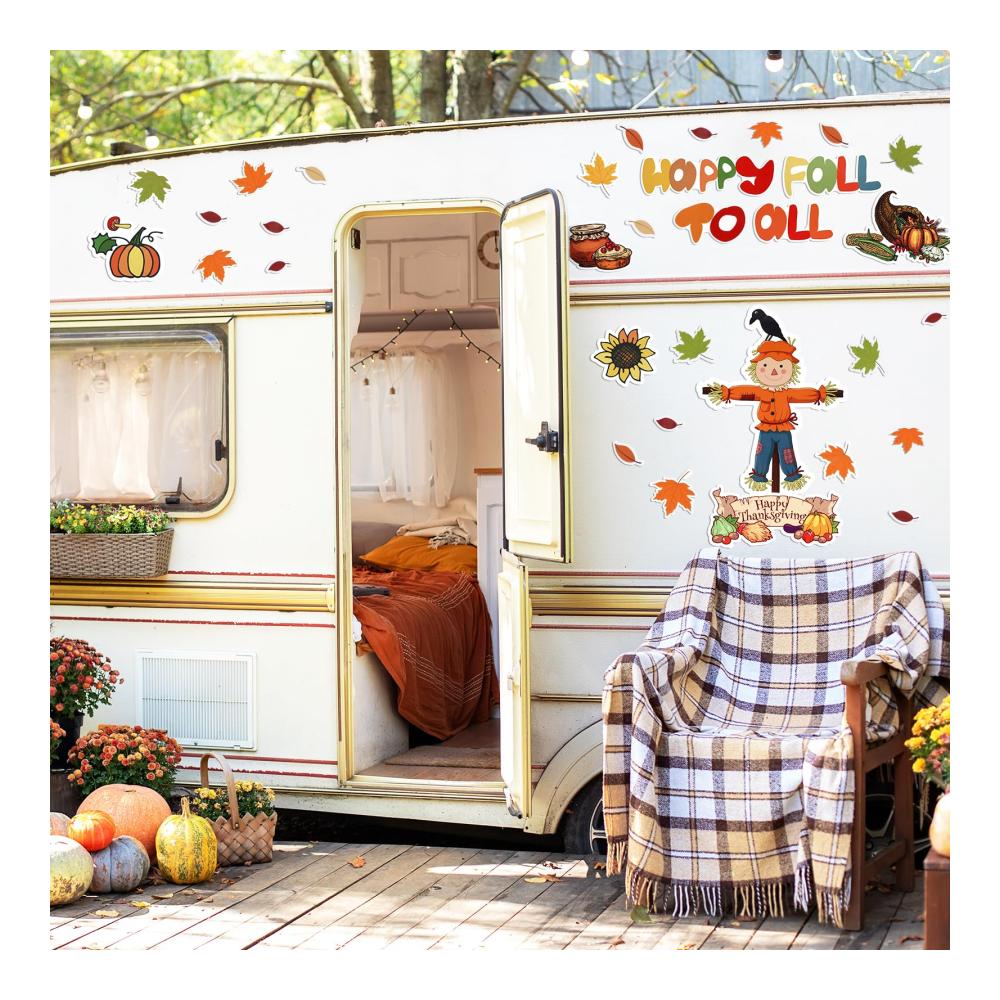 Erntedankfest Herbst Magnete Set - 26 Stück Dekoration für Garagentor Kühlschrank & Auto - Vogelscheuchen Blätter Sonnenblumen & Kürbisse - Magnetische Herbstth