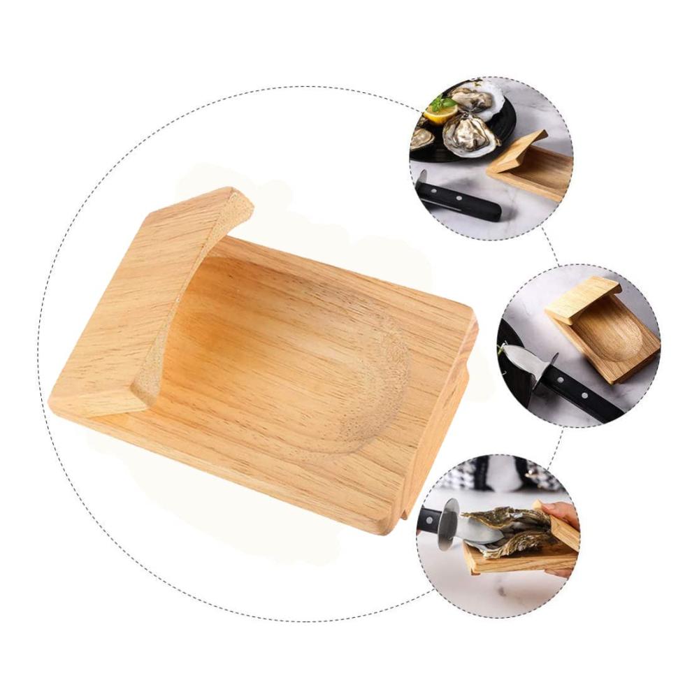 Holz Austernöffner Klemme & Messer Set | Meeresfrüchte-Werkzeuge für Küche | Oyster Holder & Opener Kit | Inklusive Halter & Schneidewerkzeug | Premium Austern Zubehör & Schneiderei |