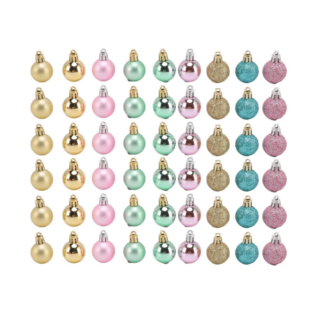 54 Stück 3 cm Große Weihnachtskugeln Set - Bruchsichere Kunststoff-Hängeornamente in Pink Blau und Gold - Perfekt für Zuhause Weihnachtsfeier und Dekoration - Hochwertige Weihnachtsbaumkugeln