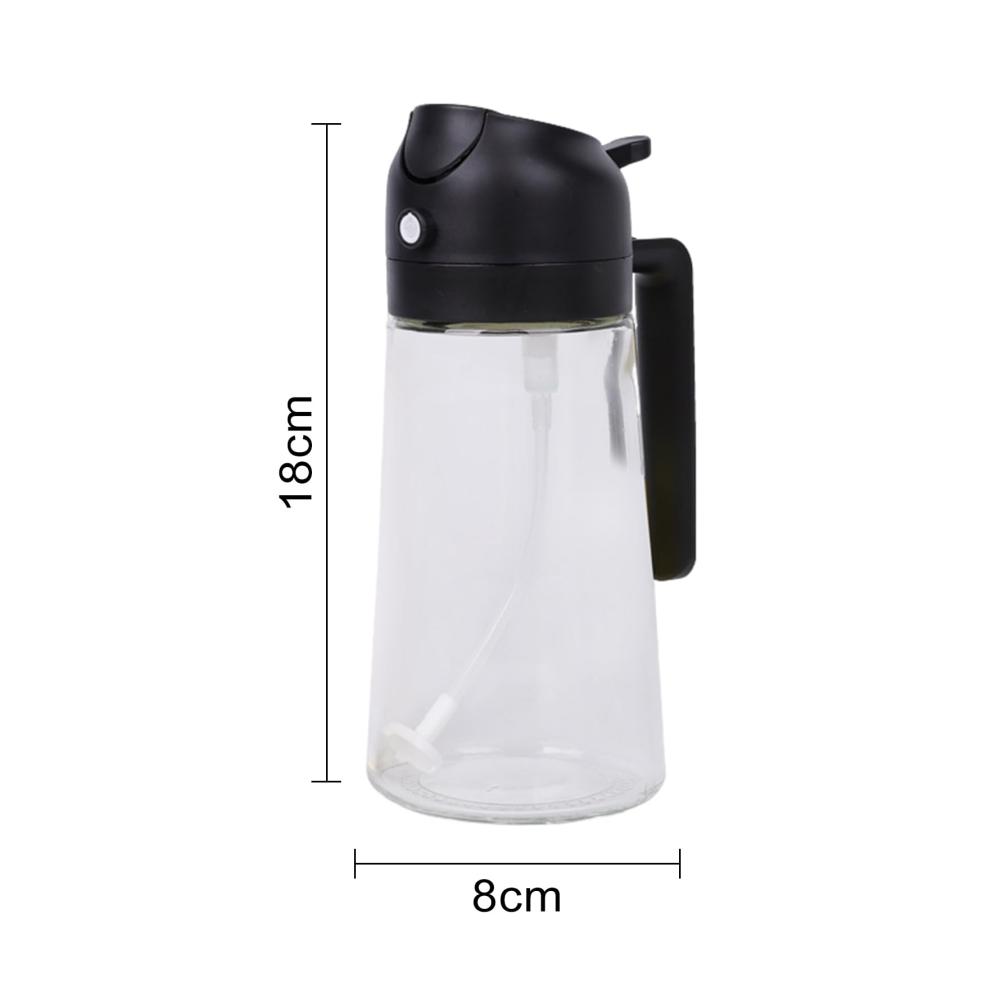 Premium Ölsprüher 470ml Glas-Ölspender mit Griff lebensmittelecht | Perfekt für Küche Luftfritteuse Salat Backen & Grillen | Olivenessig-Sprühflasche in Schwarz