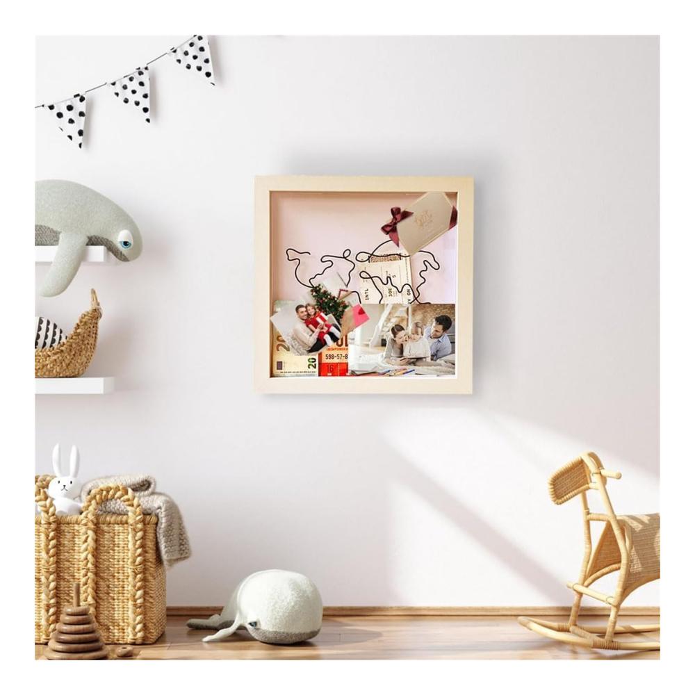Kreativer Keilrahmen Reisemomente festhalten mit Weltkarten-Design für Abenteurer - Erinnerungen stilvoll präsentieren - Memory Box für Souvenirs Medaillen Tickets & Fotos (Schwarz