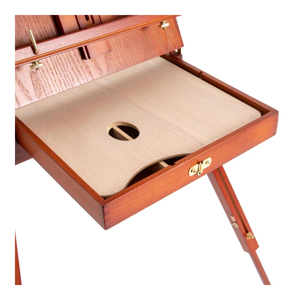 Premium Nussbraune Staffelei Verstellbare Holzstativ Staffelei für Malen Skizzieren & Präsentation - Französische Easel Staffelei mit Schublade & Palette - Robustes Design für Künstler