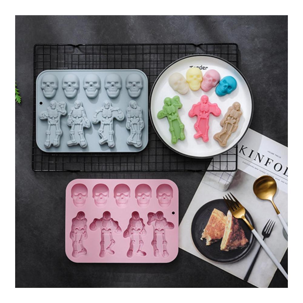 Premium Schokoladenformen Set 2 Stück Halloween-Kürbis & Grim Reaper Silikonformen für Süßigkeiten Kuchen & mehr - Ideal für Weihnachten & Partys