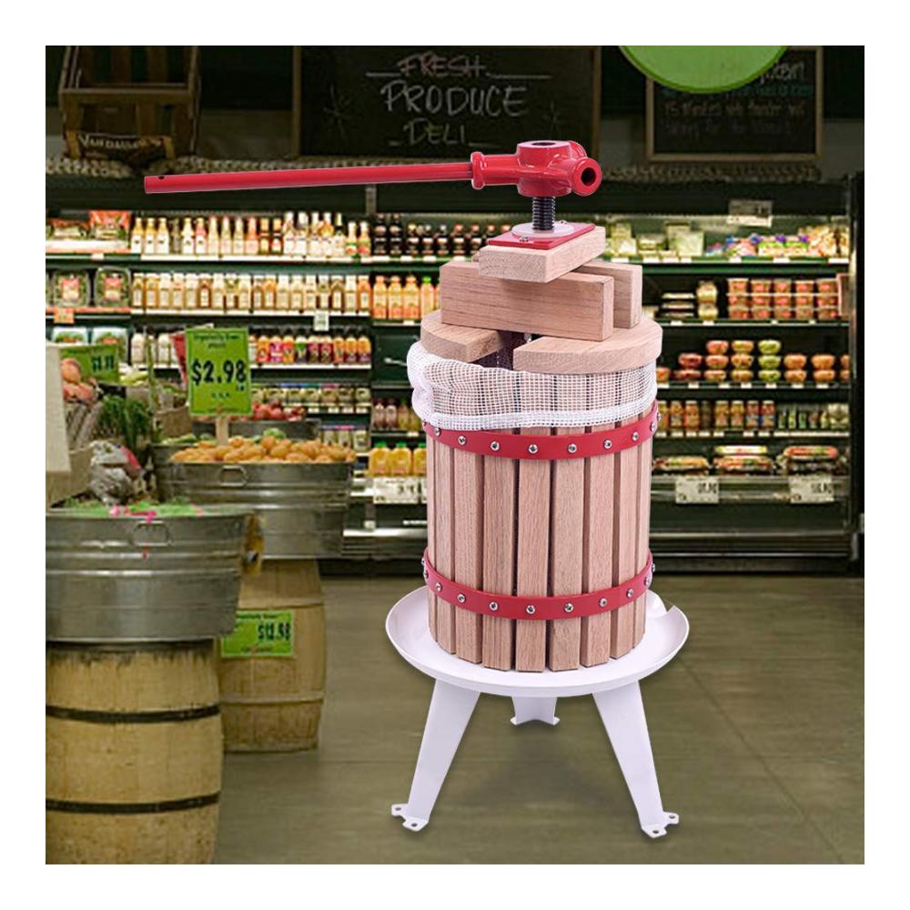 Entdecken Sie die Kraft des Pressens 6L Manuelle Obstpresse für frische Säfte und Weinherstellung - Mobile Obstmühle mit Handkurbel und Pressnetz - Perfektes Weinpressen Set für Apfelsaft Beeren und