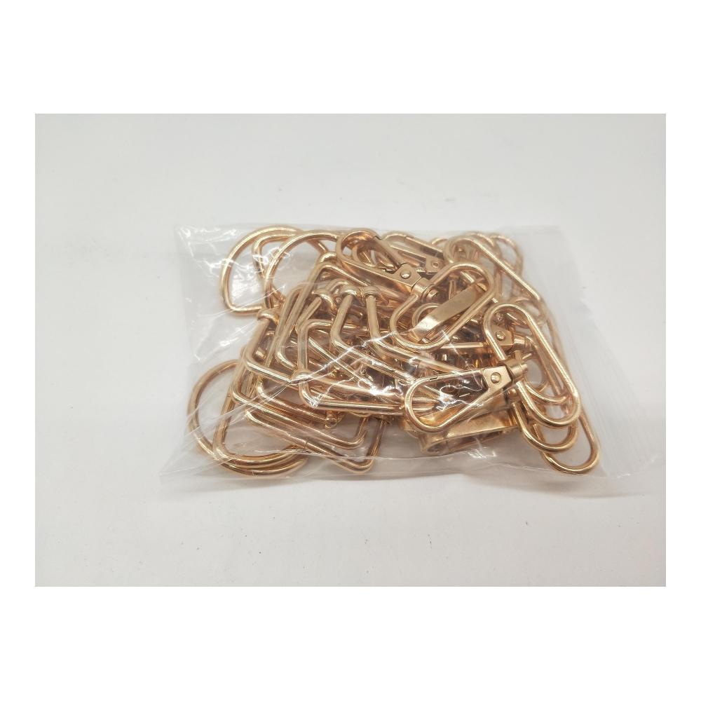 30er Set Gold D-Ring Karabinerhaken für DIY Taschen - Metall Triglide Gurtversteller und mehr - Praktisches Zubehör für Gürtelschnallen & Taschenprojekte
