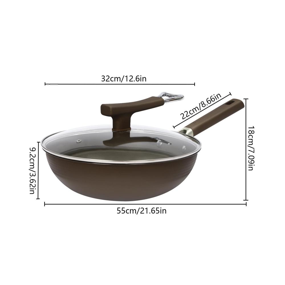 Premium 32cm Edelstahl Bratpfanne mit Deckel - Antihaft Kochpfanne für Alle Herdarten - Universelle Pfanne mit Vertieftem Boden für Perfekte Bratergebnisse - Robuste Beschichtung für Müh