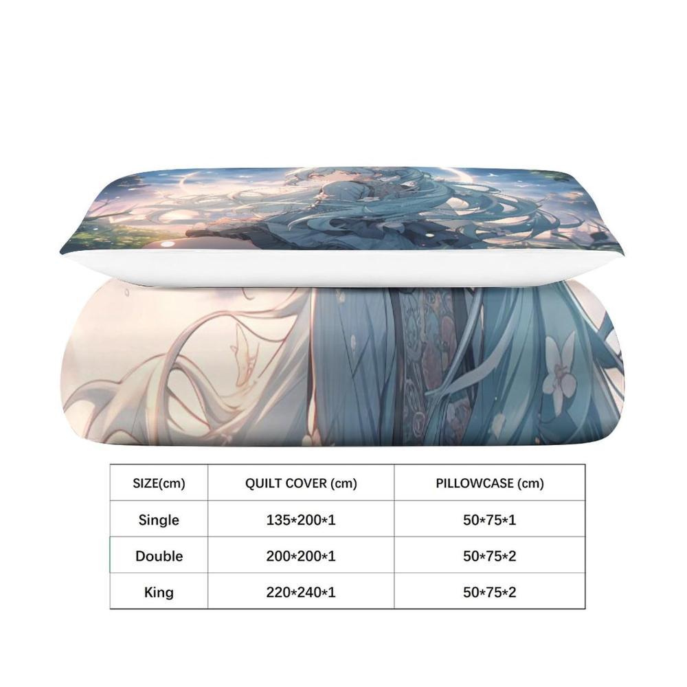 Erwecken Sie Ihre Träume zum Leben Anime-Schönheit Bettwäsche-Set für Kinder - 3D Mikrofaser Bettbezüge mit Kissenbezug - Einzelbettgröße (135x200cm