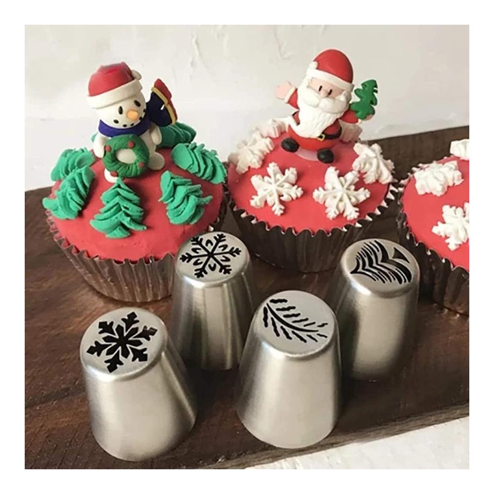 Weihnachtsblüten Spritztüllen Set 14PC - Profi Edelstahl Garniertüllen für Cupcakes Kekse & Kuchen Deko | Ultimative Backzubehör für festliche Geburtstags- & Weihnachtsfei