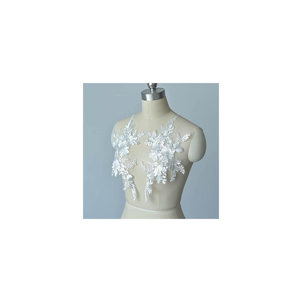 Entzückende Hochzeitskleid Verzierungen HONGYO 1 Paar Bestickte Spitze Stoffblumen-Patches - DIY Spitzenapplikationen in Grün Schwarz & Weiß