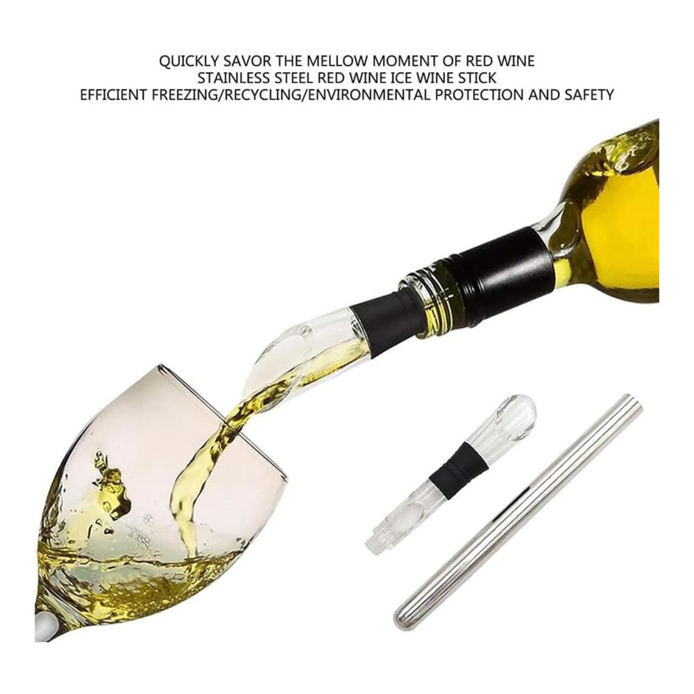Vino Buddy 3-in-1 Edelstahl Wein- & Sektkühler Stick für Flaschen | Wein Ausgießer | Passend für alle Standardflaschen | Ideales Geschenk für Weinliebhaberinnen