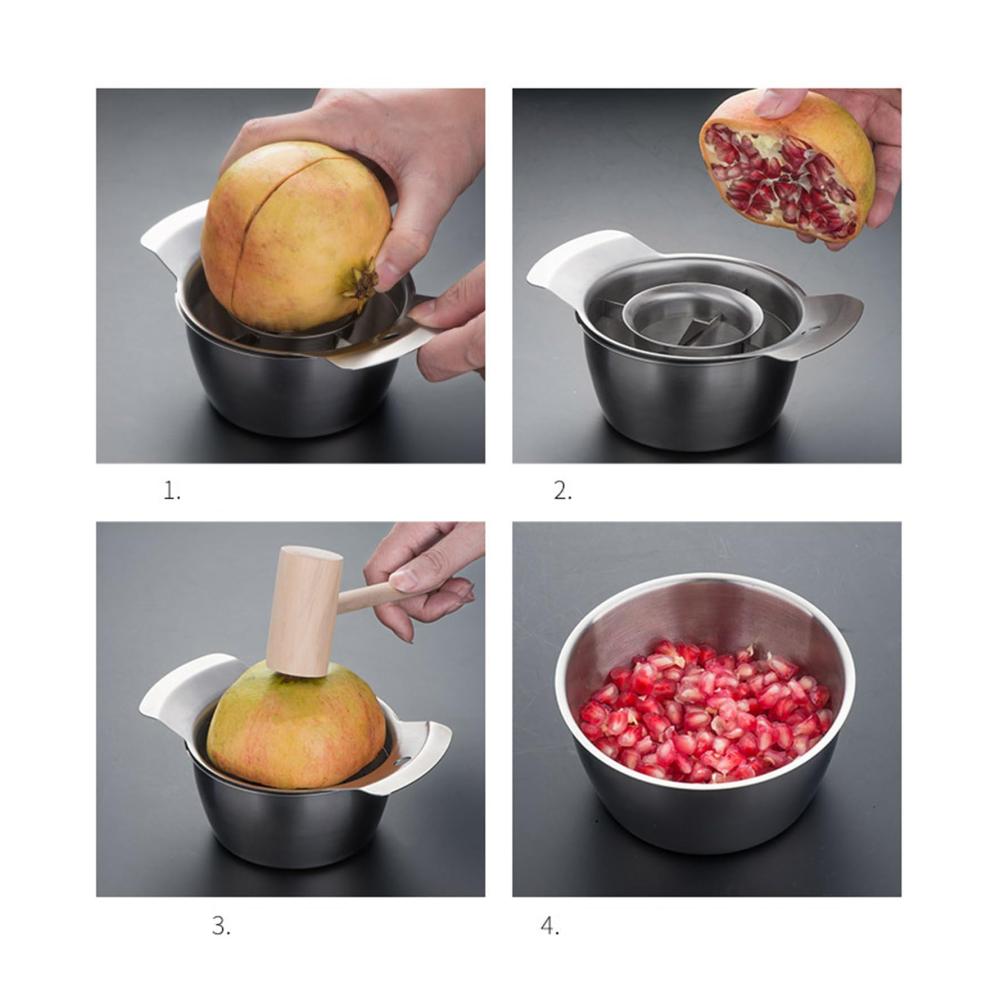 Entfernen Sie mühelos Kerne! Granatapfelöffner & Schäler aus Edelstahl mit Schüssel. Präzises Granatapfel-Entkernungsgerät - Leicht zu bedienen leicht zu reinigen. Perfekter Küchenhelfer für sauberes und schnelles Entkernen. Genießen Sie frische Granatäpfel ohne Aufwand
