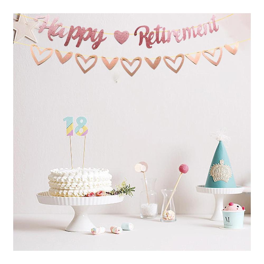 Personalisiertes Ruhestand-Banner – Roségoldenes The Legend Has Retired Banner mit Liebe Wimpelkette – Partyzubehörset für den perfekten Abschied – Individuelle Ru