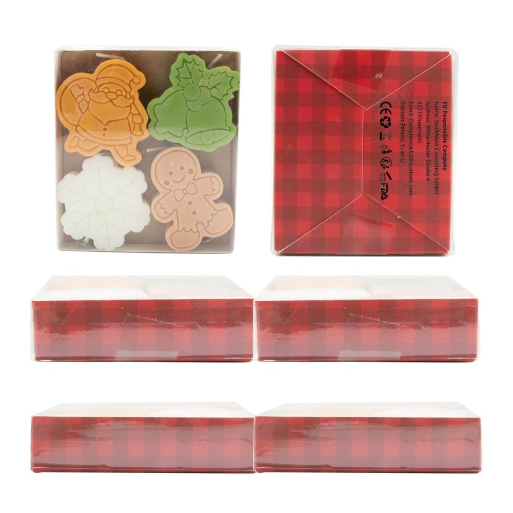 Weihnachtsduftkerzen Set 4 Stück Geschenkset mit Christmas Aromatherapy Kerzen - Duftkerzenset für festliche Stimmung - Sojawachs Muster inklusive
