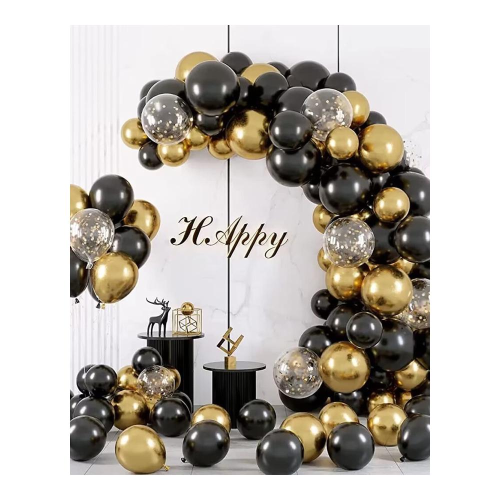 Luftballon Girlande Schwarz Gold Kit 114 Stück - Partyzubehörsets für unvergessliche Momente Hochzeit Geburtstag Bachelorette und mehr! Perfekte Deko für jeden Anlass