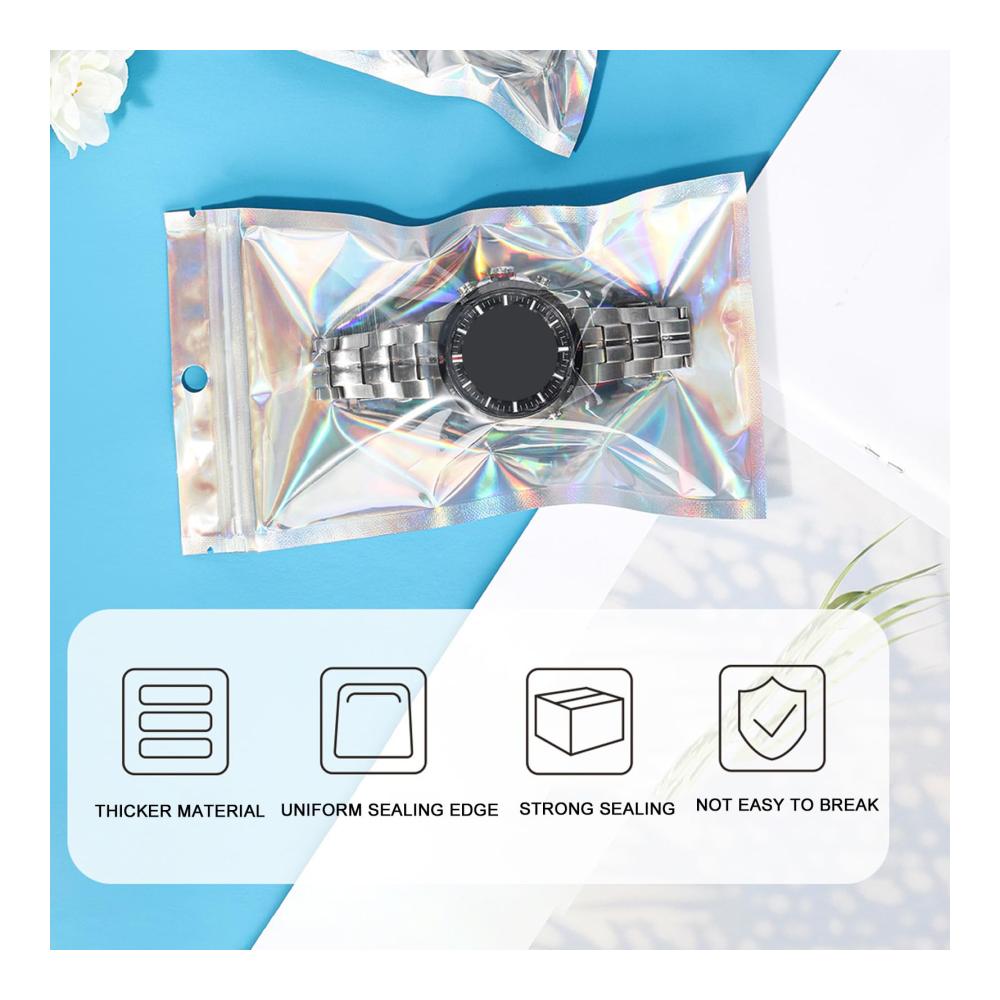 200-teiliges Vorratsdosen-Set Wiederverschließbare Holografische Verpackungsbeutel ideal für Partygeschenke & Handy Zubehör - Selbstverschließende Folienbeutel mit Druckverschluss