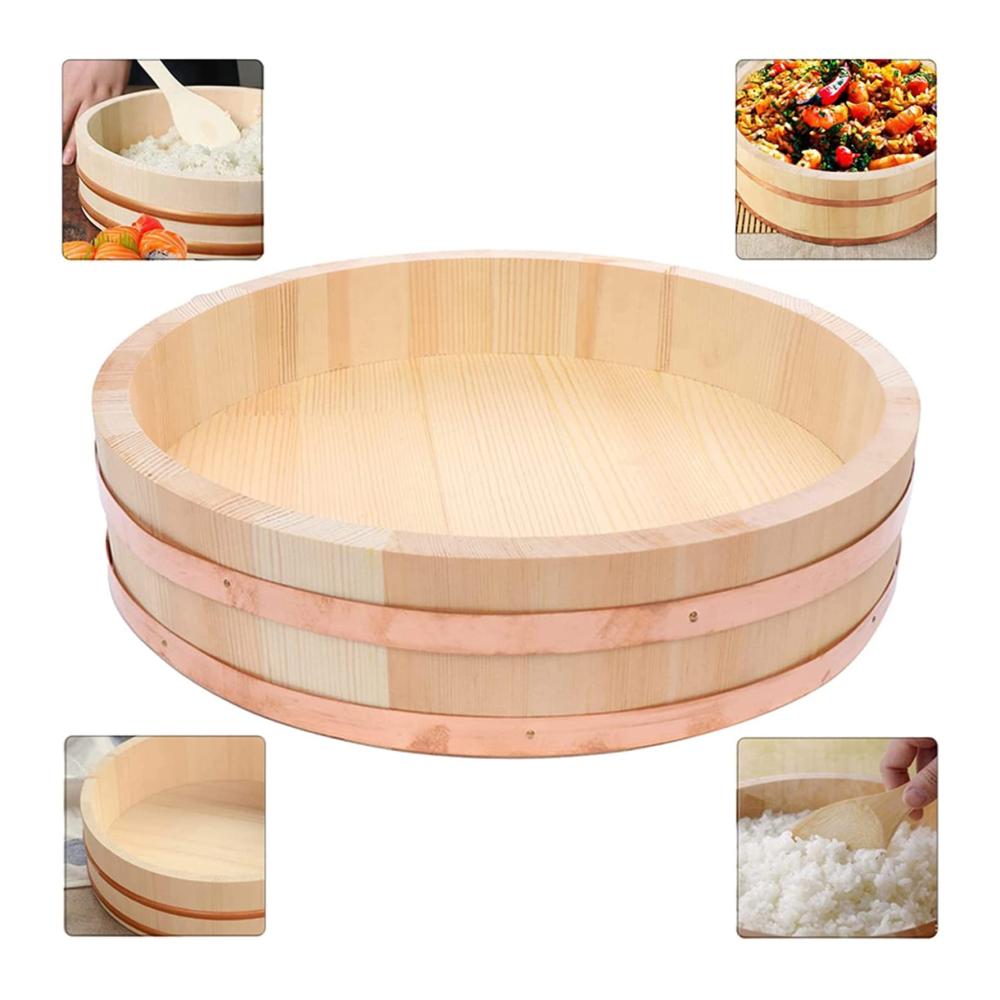 Exklusives Japanisches Sushi-Zubereitungsset Reisrührschüssel & Holz-Sushi-Reiswanne - Perfektes Sushi-Eimer-Kit zum Würzen/Küh