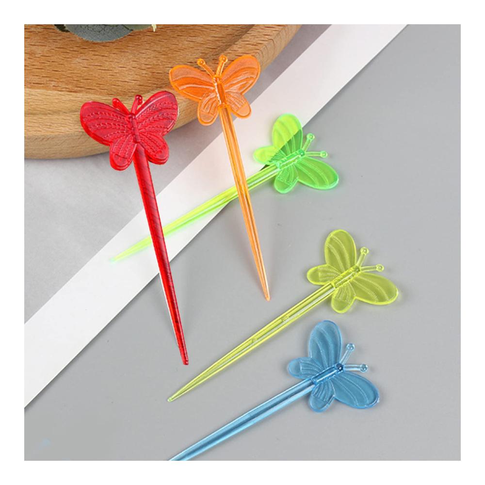 Premium Obstgabeln Set 200 Stück Mini Zahnstocher für Snacks & Desserts - Kinderparty Zubehör - Ideal für Obst Gebäck & mehr - Wiederverwendbare Niedliche Plastikspieße für Kinder und Erwachsene