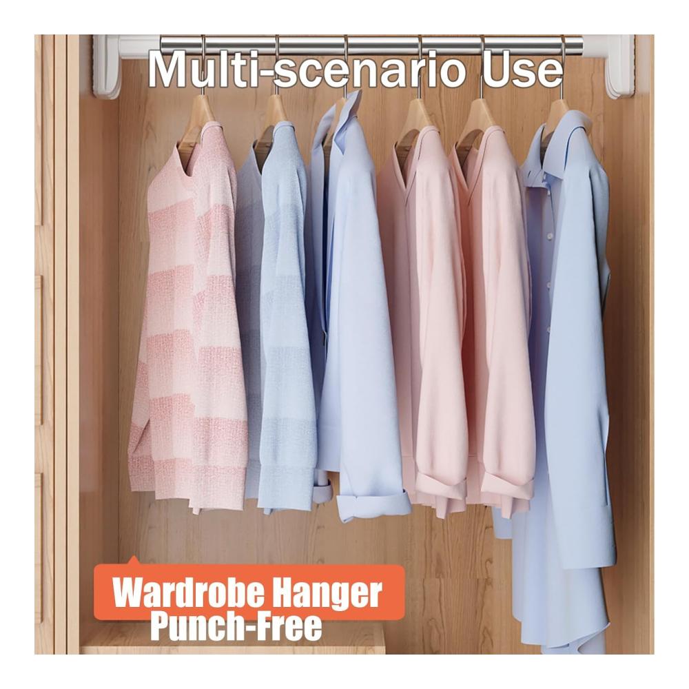 Edelstahl Teleskop Kleiderstange | Verstellbare Stange für Boxen & Kästen | Multifunktional & Bohrfrei | Wohnaccessoires & Deko | Ø 25mm 50-80cm