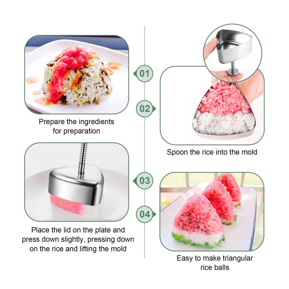 Sushi Teller Set mit 2 Onigiri Formen - Dreieckige Schalen und Formen für DIY Sushi Reisbällchen und mehr - Sushi Maker Kit