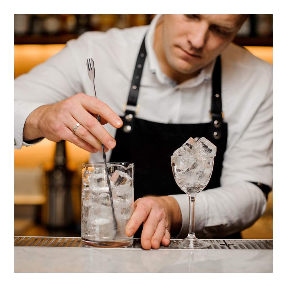 Spiralrührlöffel aus Edelstahl | Cocktaillöffel mit Gabel | Mehrzweck-Stößel für Crushed Ice | Spezielle Länge für die Home-Bar | Cocktailrüh