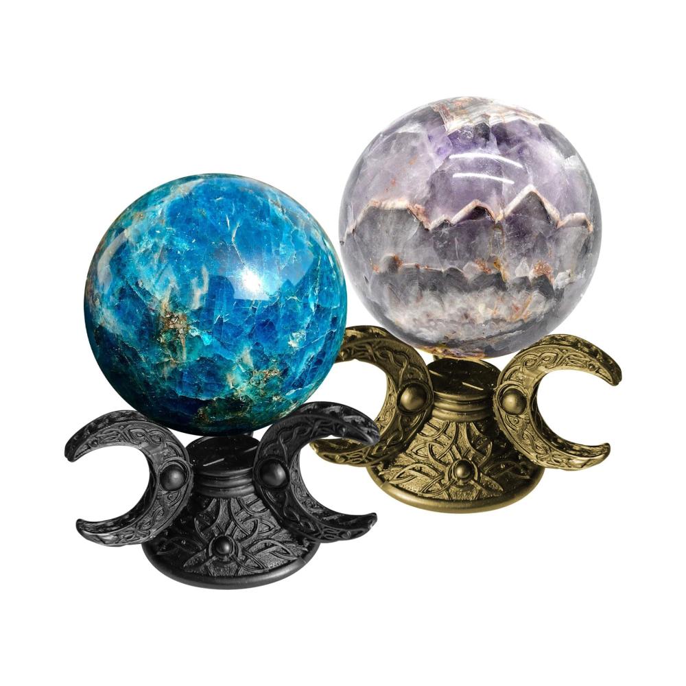 Erleben Sie Magie und Eleganz mit unserem Sockel für Kristallkugelständer Glaskugel & Kunstharzständer für Mond- und Dreifach-Figuren. Perfekter Halt für Steineier und Glaskugeln (12 x 12 x 7 cm). Set mit 2 exquisiten Ständern. Holen Sie sich mystische Schönheit nach Hause