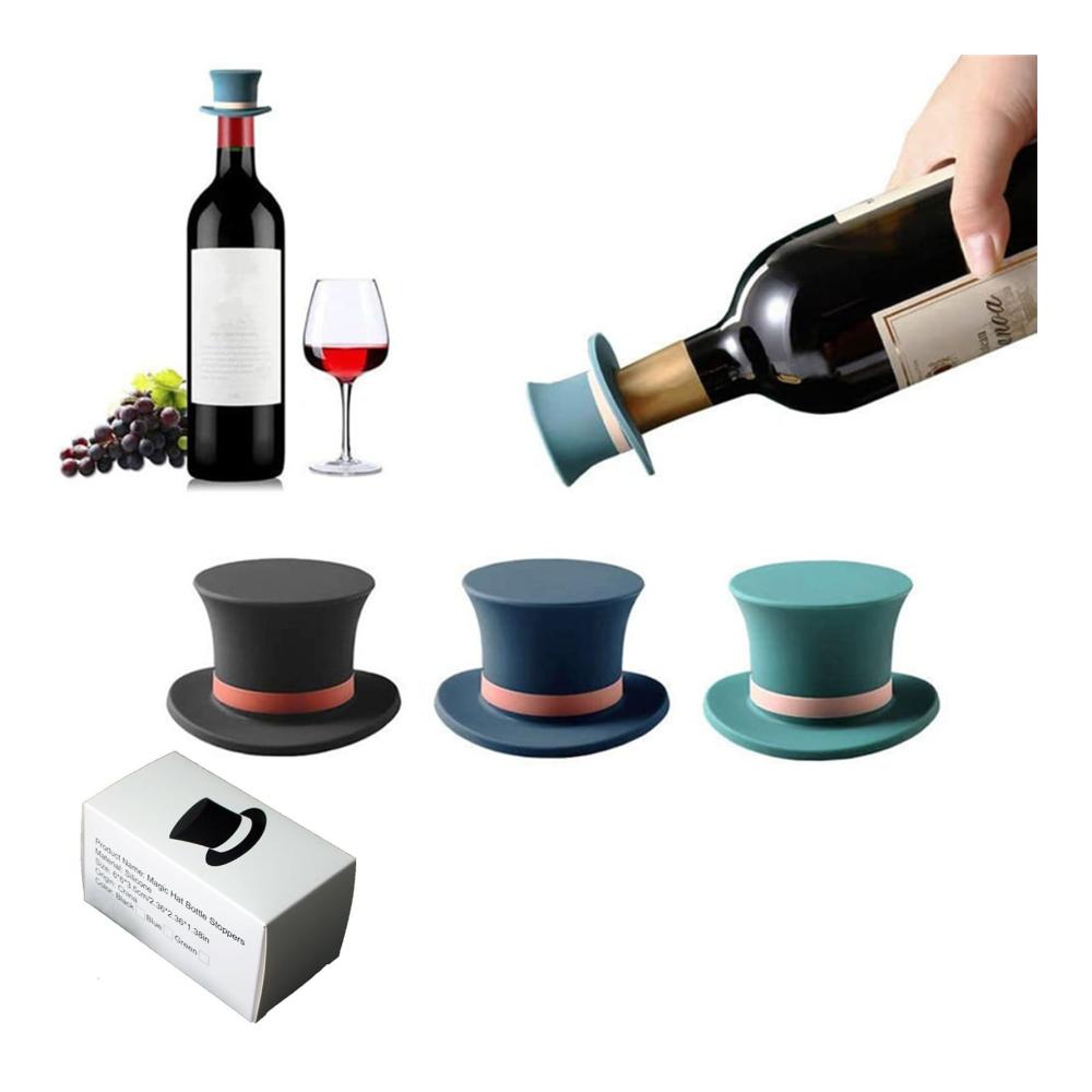 Entdecken Sie den Zauberhut 3er-Set Silikon Weinflaschenverschlüsse & Ausgießer - Halten Sie Wein Sekt & mehr frisch - Wiederverwendbar & luftdicht - Perfekt für Champagnerliebhaber & Biergenießer