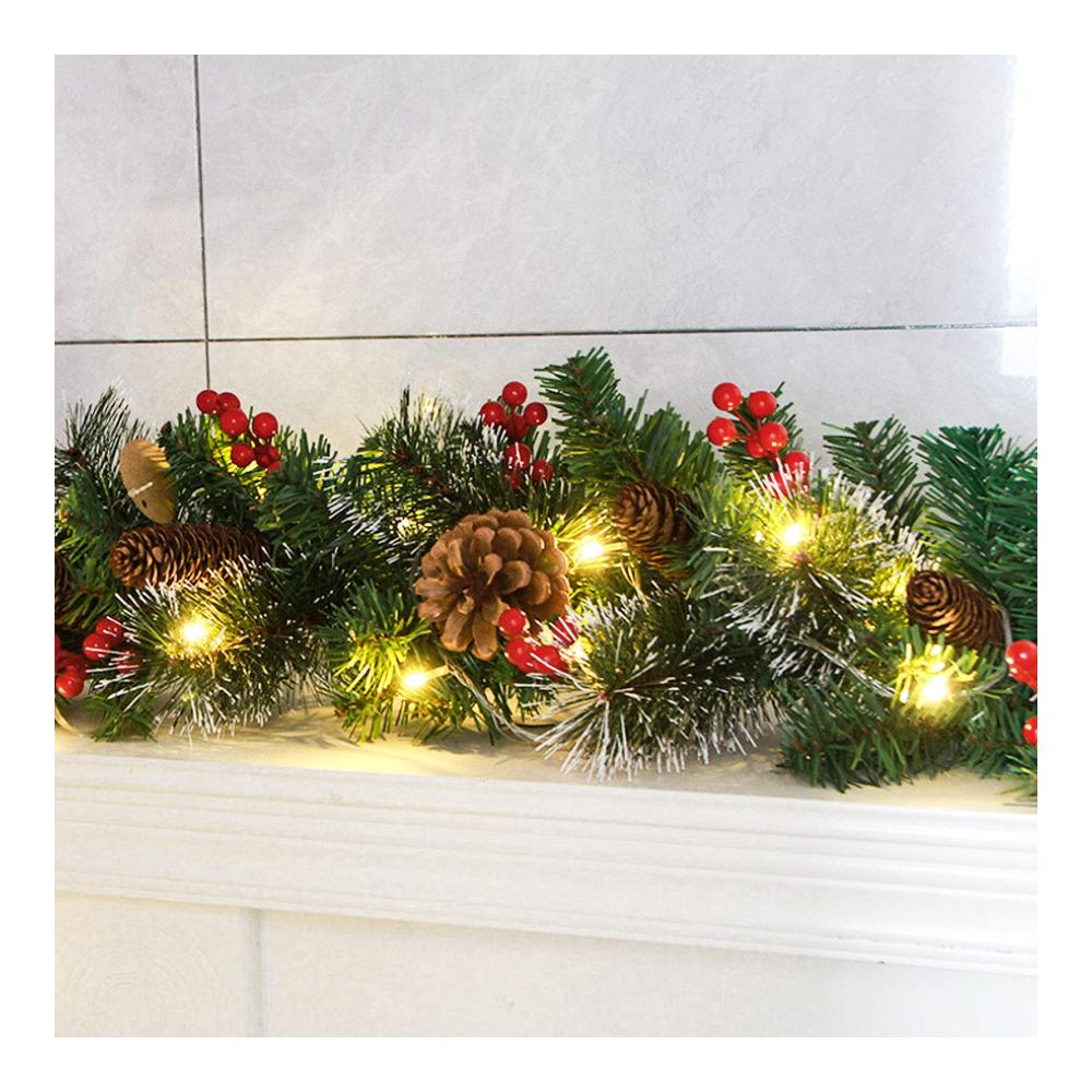 Weihnachtsgirlande mit LED-Beleuchtung 2.7m - Künstliche Tannengirlande für Innen- und Außendekoration - Perfekte Weihnachtsdeko für Treppen Kamine &