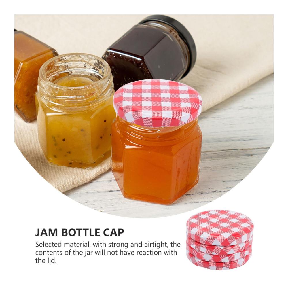 40er Packung Gingham Marmeladenglas Deckel – Versiegeln & Frische bewahren | Geteilte Deckel Breite Öffnung | Perfekt für Konservieren Mahlzeitenvorbereitung & mehr