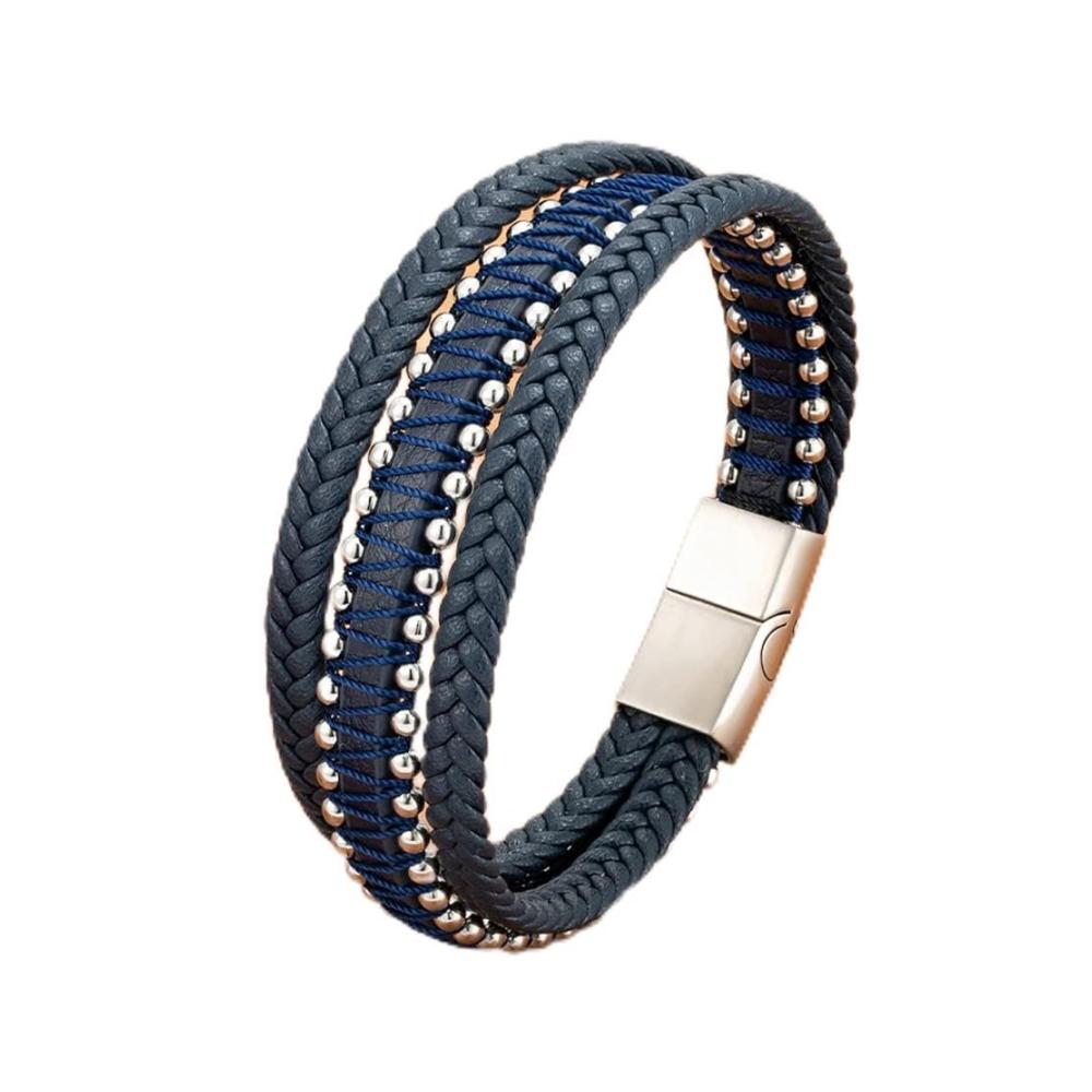 Entdecken Sie stilvolle Verpackungen Lederarmband für Männer in Schwarz Blau und Braun - Klassisches Design Edelstahlakzente und handgefertigte Details für trendigen Schmuck