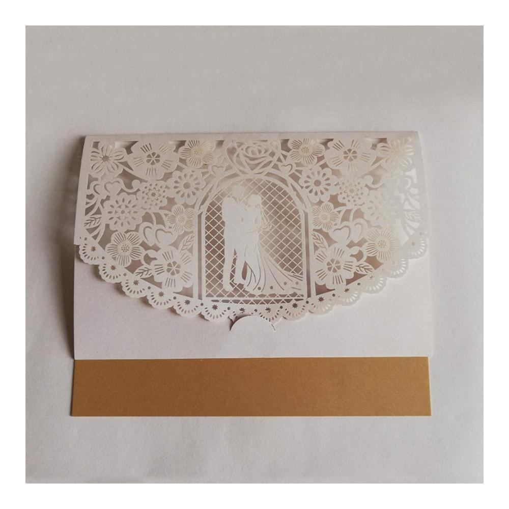 Elegante Einladungskarten für Hochzeit & Feier - 10 Stück Laser Geschnitten mit Bedruckbarem Papier & Umschlägen - Perfekt für Hochzeit Brautdusche & Mehr - Inkl. Hochzeitsparty