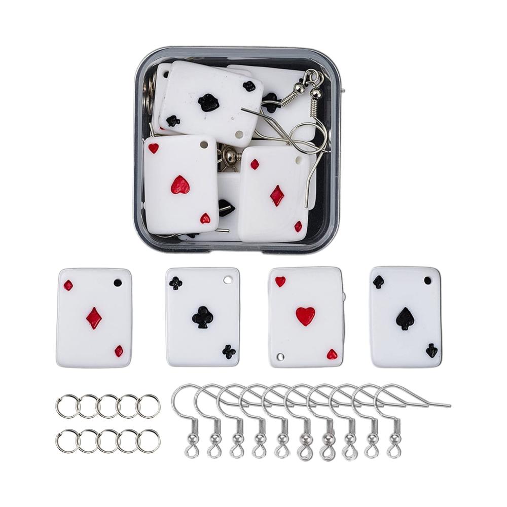 Kreative Schmuckherstellungs-Sets 1 Box DIY Spielkarte Ohrringherstellung Kits - Spielkarten-Anhänger & Ohrringhaken - Ideal für Anfänger - Herstellung von einzigartigen baumelnden Ohrringen