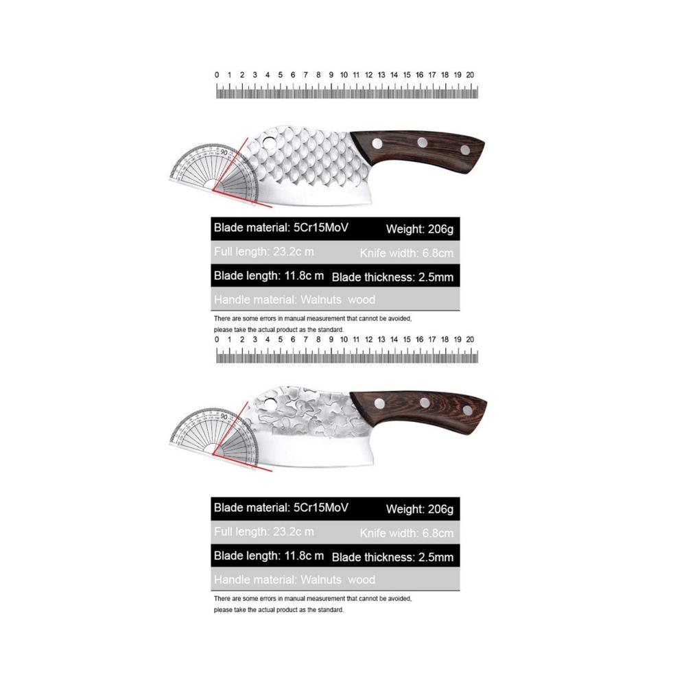 Premium Kochmesser Set aus geschmiedetem Edelstahl | Handgefertigte Traditionelle Messer mit Holzgriffen | Perfekt für Profi- und Hobbyköche | Inklusive Fleischslicer und Metzgermesser | Stilvoll und funktional (Farbe Stil 03