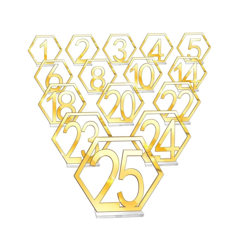 Goldene Tischnummernhalter aus Acryl für stilvolle Hochzeits- und Event-Tischkarten – Elegante Tischnummern für unvergessliche Anlässe