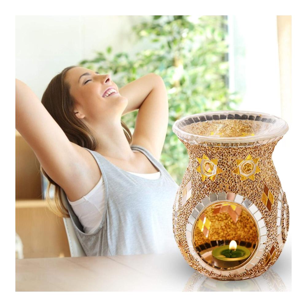Entspannende Atmosphäre Duftlampe Keramik Teelichthalter für Aroma Diffuser und Raumduft - Ätherische Öle und Wachs perfekt genießen