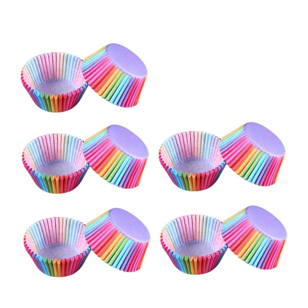 100 Stk Einweg-Backbecher | Gemusterte Cupcake-Förmchen | Kuchenbelag | Mini Cupcake-Wraps | Papierbecher | Cupcake-Becher | Umweltfreundliche Backutensilien