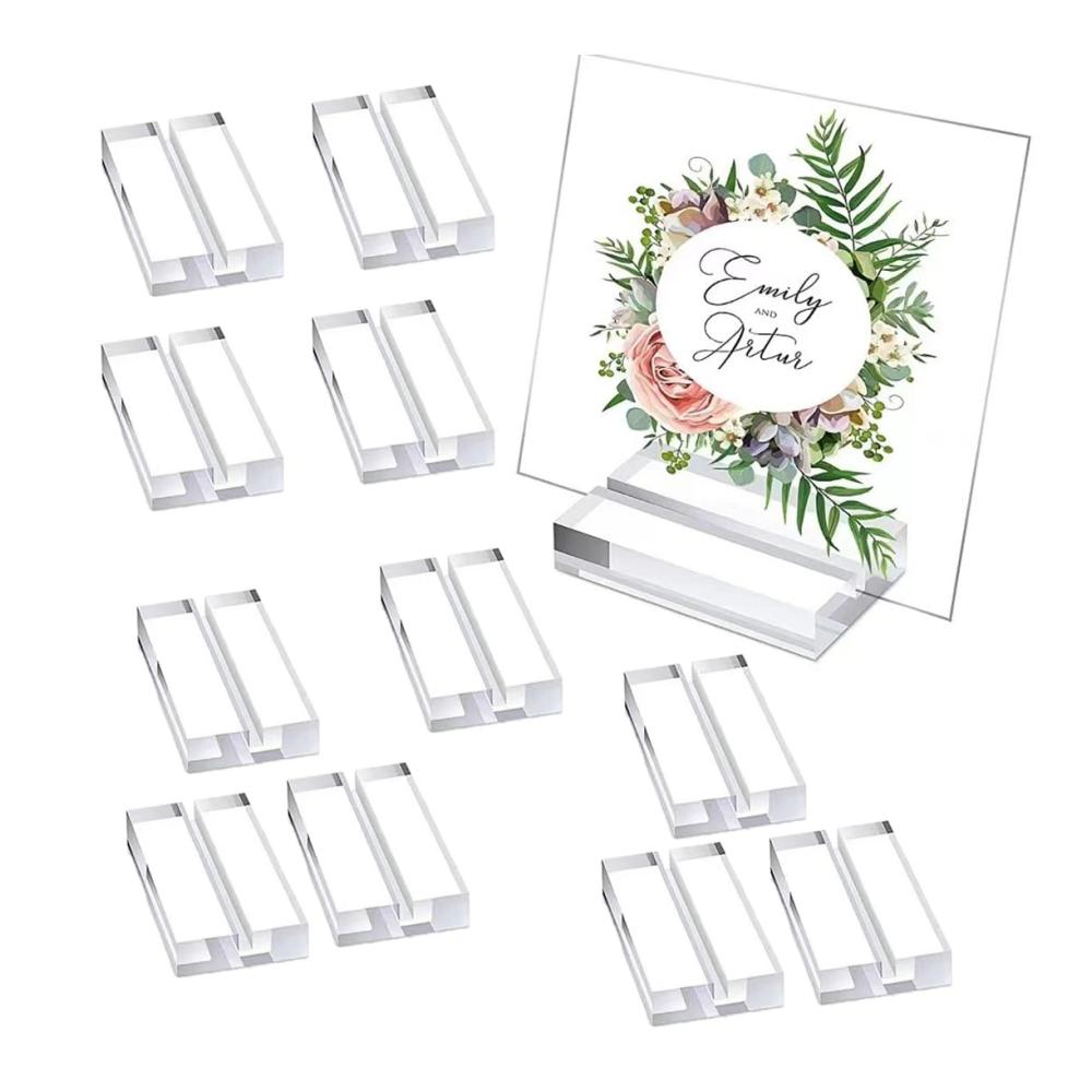 12er Packung Transparente Acryl Tischkartenhalter - Hochwertige Klare Schildhalter für Hochzeit Events & Restaurants - 10cm Tischkartenhalter für Namen Menüs Tischnummern & mehr - Stabil & Elegant