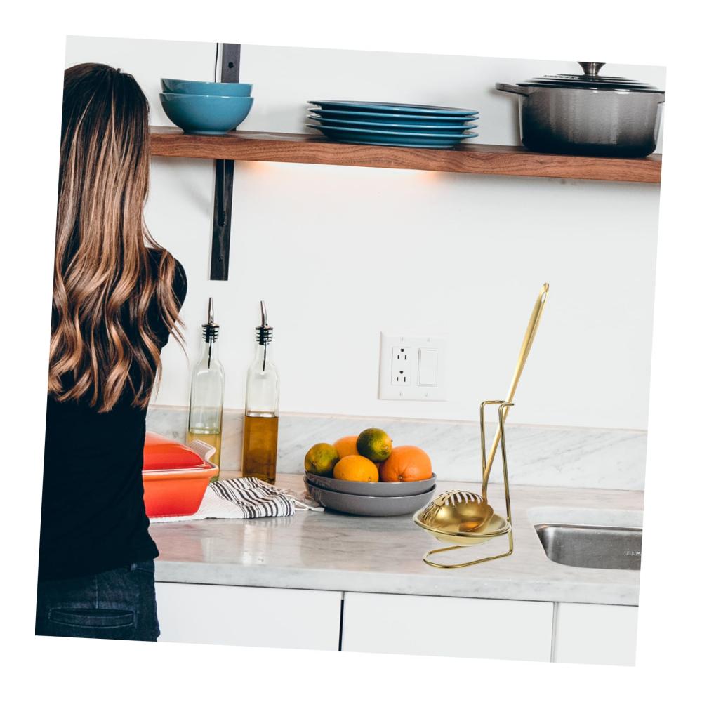 Premium Edelstahl Schöpflöffel & -kellen Set | Praktische Löffelablage & Halterung | Suppenkelle mit Soßenschale | Stilvoller Löffelhalter für Ihre Küche | Rostfrei & langlebig