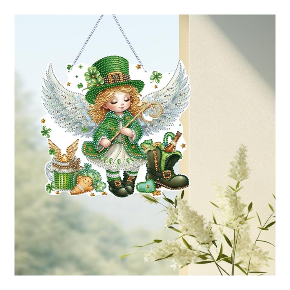 5D DIY Diamant Malerei Sets Acryl Diamant Kunst Hängeanhänger Klee Engel Kristall Hänger für Zuhause & Gartenfenster Dekoration - Inklusive Punkte Anhänger