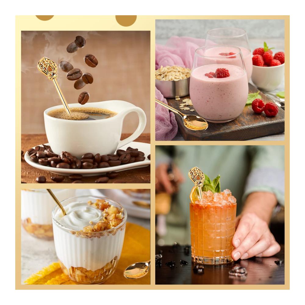 Exquisites Besteckset Goldene Kaffeelöffel und Dessertlöffel mit elegantem Schwan-Design - Perfekt für besondere Anlässe und Dekorationen - Hochwertiges Edelstahl 6-teiliges Obstg