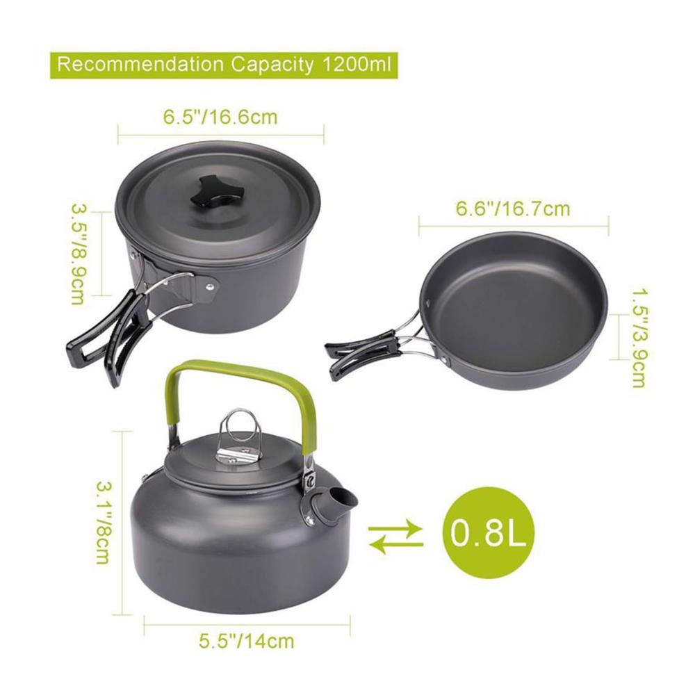 Entdecken Sie die Magie des Kochens unter freiem Himmel mit unserem Camping Kochgeschirr-Set! Praktisches Camping Besteck inklusive. Unverzichtbar für Outdoor-Abenteuer. Topf- und Pfannenset für ultimatives Campingerlebnis (B-Schwarz
