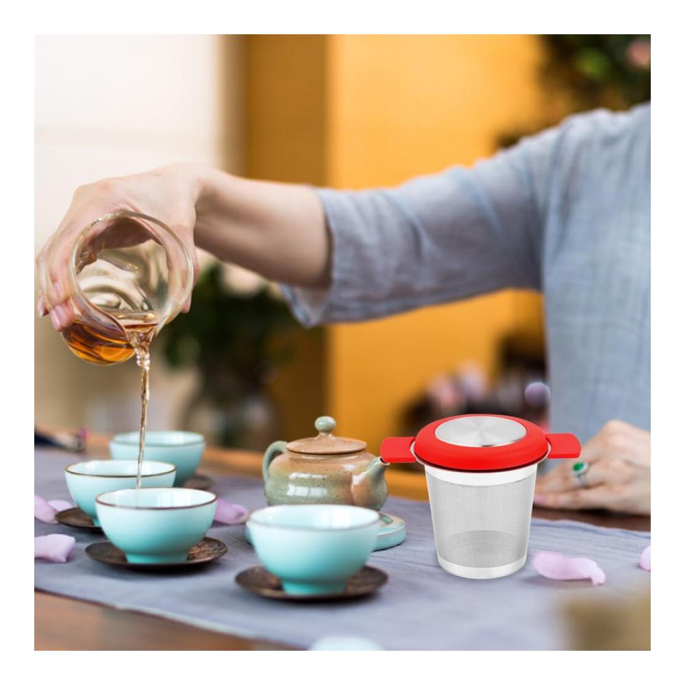 Premium Teefilter Set aus Edelstahl mit Deckel & Griffe - 2 Stück Feinmaschige Teesiebe für Loser Tee - Langlebige Teebeutel Alternative