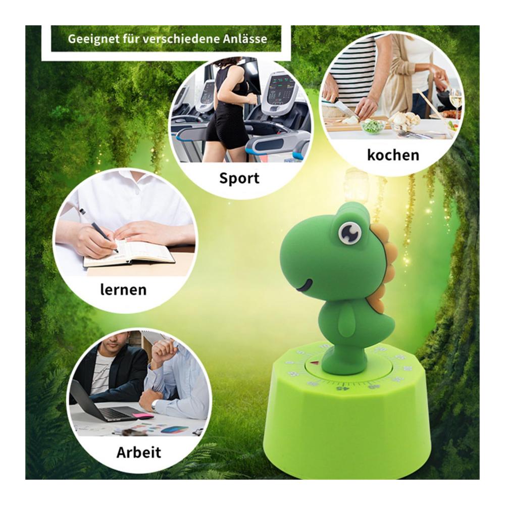 Eieruhren Küchentimer Niedlicher Dinosaurier Kinder Digitaltimer für effektives Zeitmanagement - 60 Minuten Countdown - Grün
